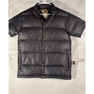 Vintage "Dub 68 Remix Series" Rapper Black Short Sleeve Puffer Jacket Men's L